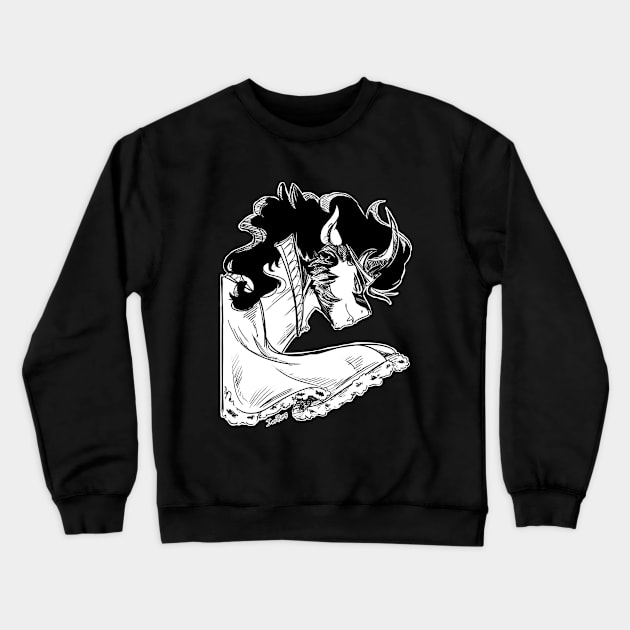 (B/W) In The Dark Of The Night Crewneck Sweatshirt by InkPotts